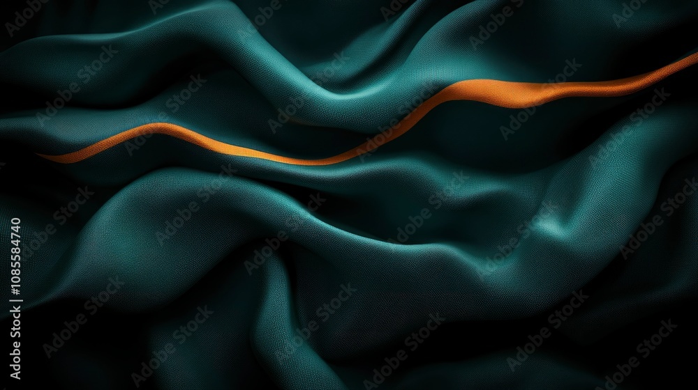 Obraz premium Abstract Draped Teal Fabric with Gold Accent Luxurious Texture Background