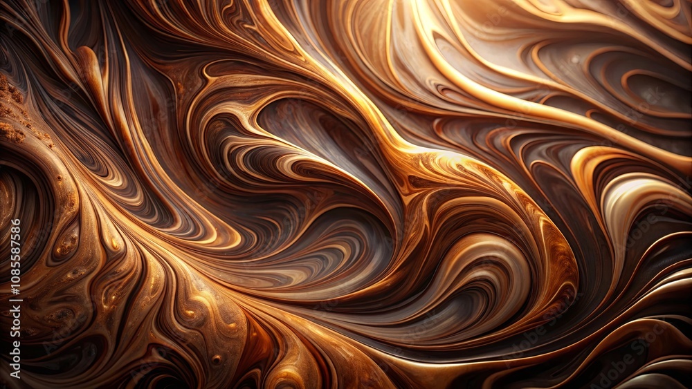 Abstract Swirling Pattern of Brown and Gold Hues with a Subtle Glow Abstract Swirling Pattern of Brown and Gold Hues with a Subtle Glow