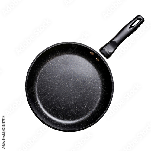 Non-stick frying pan isolated on a white background, ideal for culinary use, cooking demonstrations, and kitchenware showcase for home chefs and professional kitchens.