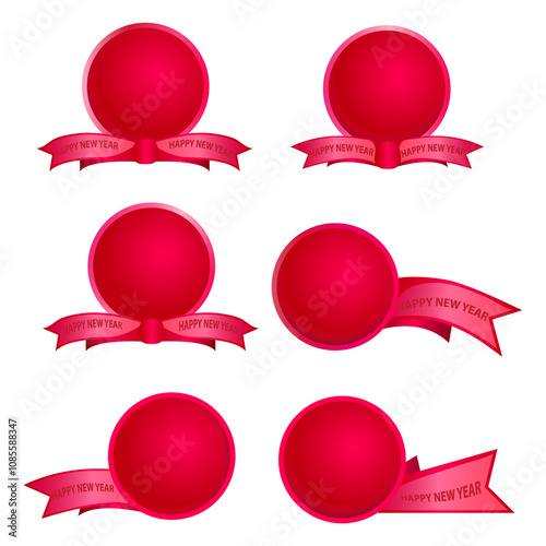 Circle with Happy New Year message ribbon