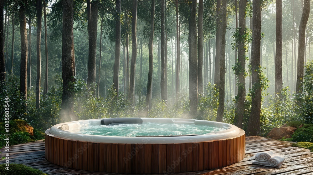 Secluded Hot Tub in a Serene Forest Setting Secluded Hot Tub in a Serene Forest Setting