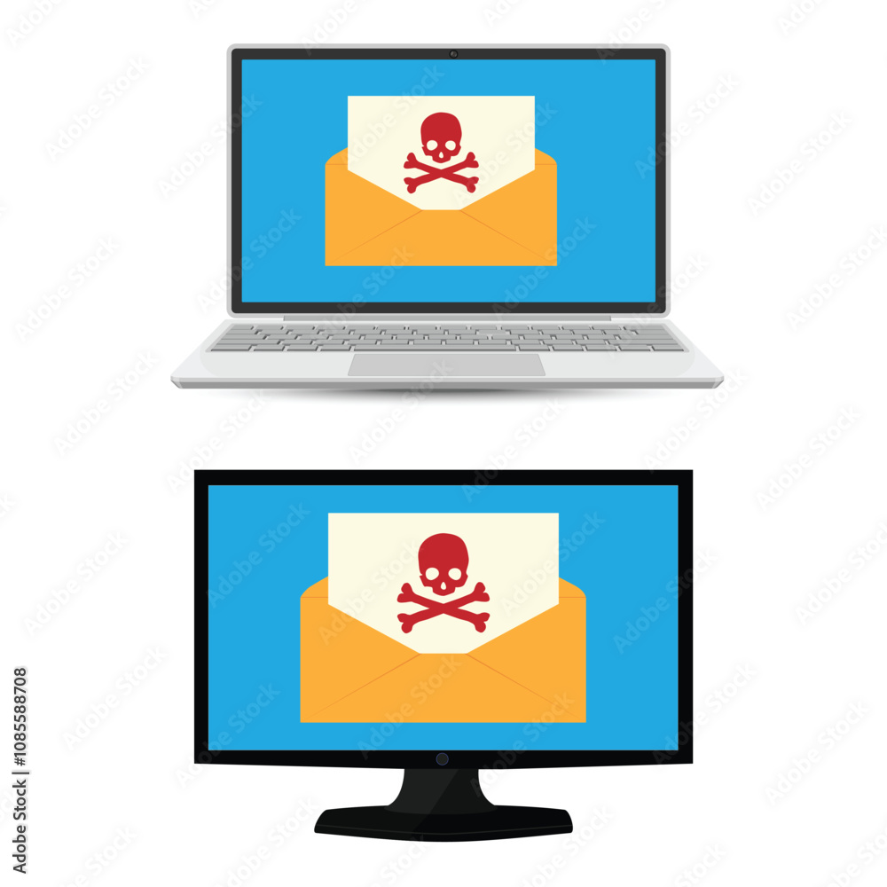 Spam email warning message, notification alert Spam email warning message, notification alert