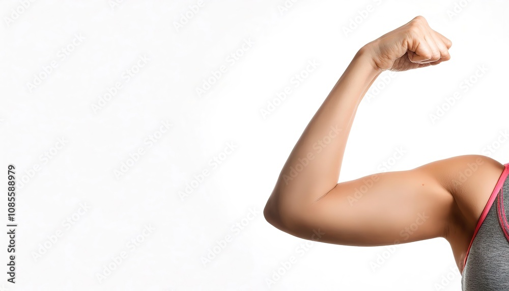 biceps brachii is a large muscle that lies on the front of the upper arm between the shoulder and the elbow. Flexing. Isolated on white background with copy space biceps brachii is a large muscle that lies on the front of the upper arm between the shoulder and the elbow. Flexing. Isolated on white background with copy space