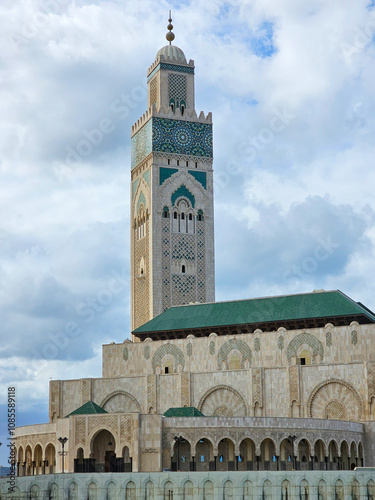 Scenic view of the Famous Hassan II Mosque ( landmark) in Casablanca, Morocco