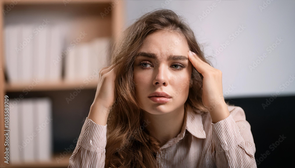 Junge Frau im Bürostress