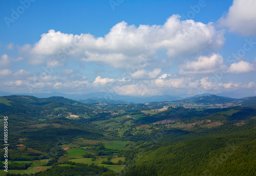 Picturesque Emilia-Romagna hills in Italy, showcasing serene nature, endless meadows, and breathtaking vistas