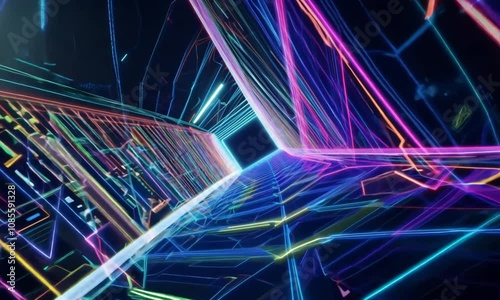 Colorful Futuristic Patterns: Dynamic Matrix Data Flow Video Background photo