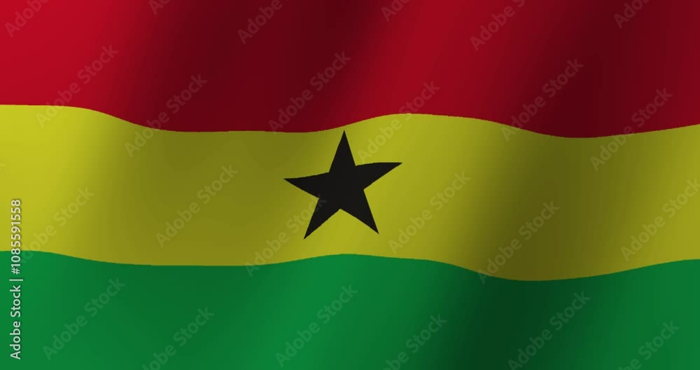 A vibrant and detailed close-up image of the Ghanaian flag.