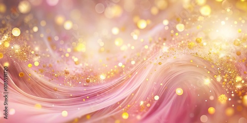 Abstract Pink and Gold Background with Shimmering Lights and Glittering Texture