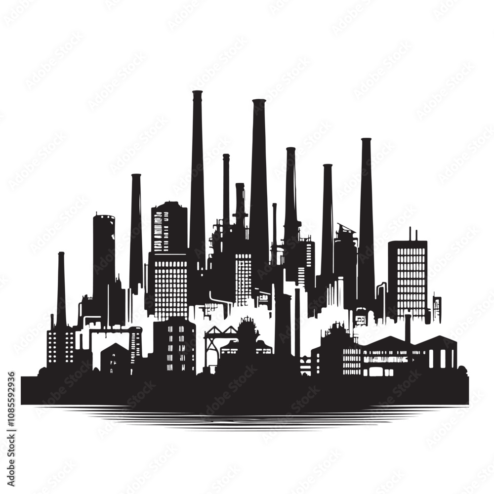 Fototapeta premium black urban building skyline silhouette