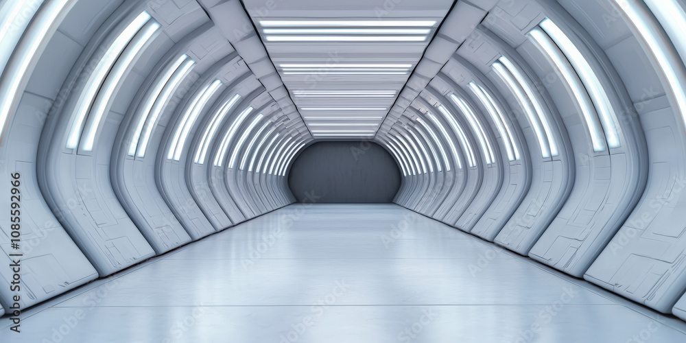 A futuristic, minimalist hallway with illuminated walls, evoking a sense of sci-fi aesthetics and modern design. A futuristic, minimalist hallway with illuminated walls, evoking a sense of sci-fi aesthetics and modern design.