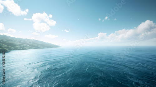 Vivid Mesmerizing Seascape with Ethereal Cloud Formation Against Azure Skies