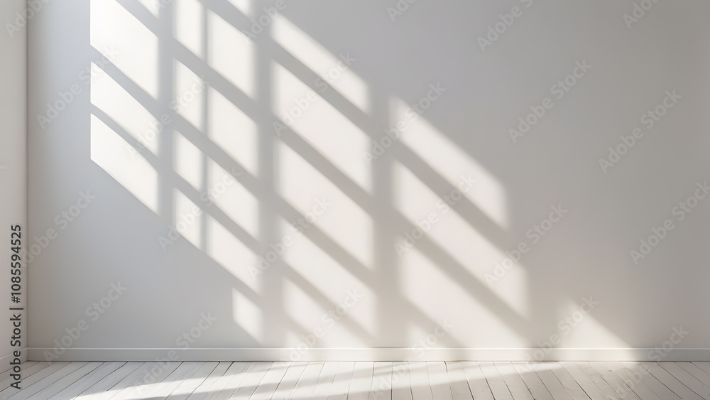 Obraz premium White empty room with shadow from window