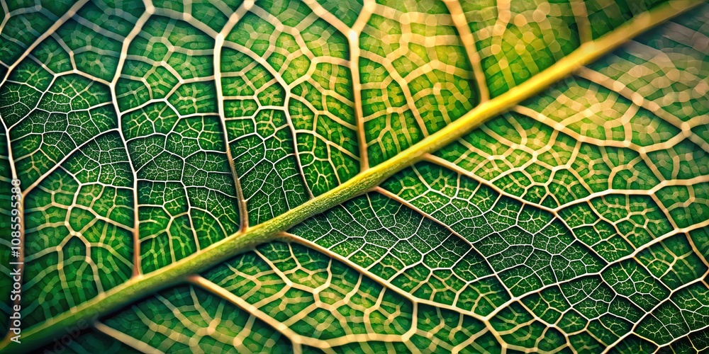 Obraz premium A Detailed Macro View of a Leaf's Intricate Vein Network, Revealing the Beauty of Nature's Hidden Design