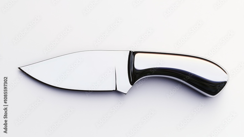 3D Render of Sleek Modern Kitchen Knife with Shiny Steel Blade and Curved Handle 3D Render of Sleek Modern Kitchen Knife with Shiny Steel Blade and Curved Handle