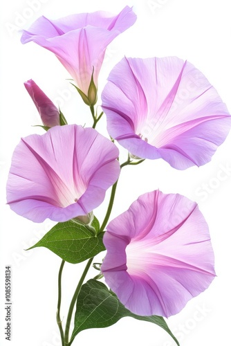 Watercolor Morning Glories on White Background Minimalist Floral Art