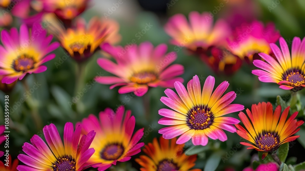 Fototapeta premium Vibrant Spring Flowers Bathed in Soft Sunlight