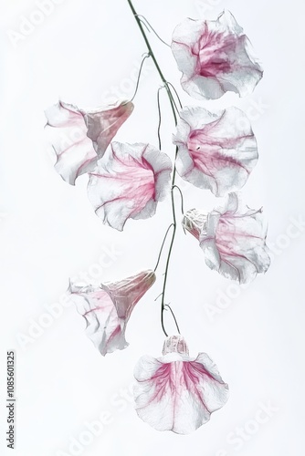 Watercolor Morning Glories on White Background Minimalist Floral Art