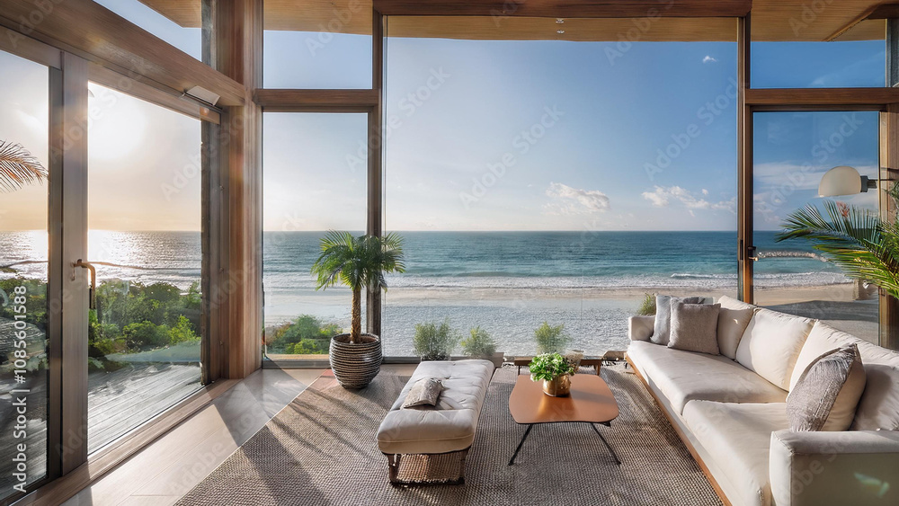 Fototapeta premium terrace with a view of the sea