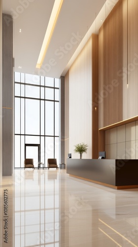 Wallpaper Mural Modern lobby interior design featuring sleek reception area and elegant wooden accents in a bright, spacious setting Torontodigital.ca