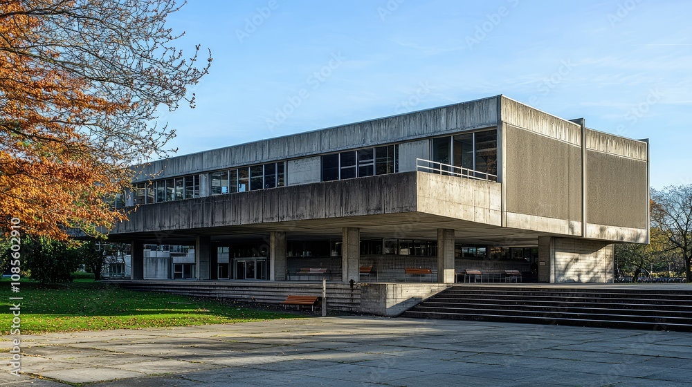 Modern Brutalist University Campus Building Exterior Modern Brutalist University Campus Building Exterior