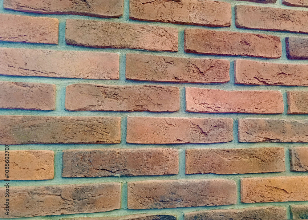 Obraz premium Architectural modern red brick wall close-up