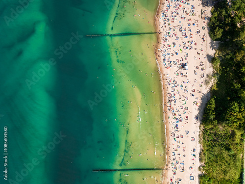 Crowded beach on Baltic Sea...