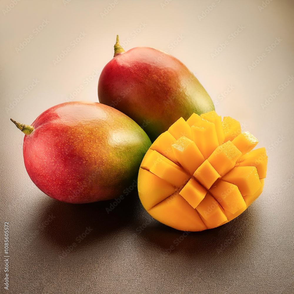 Fresh mango fruit still life with light background Fresh mango fruit still life with light background