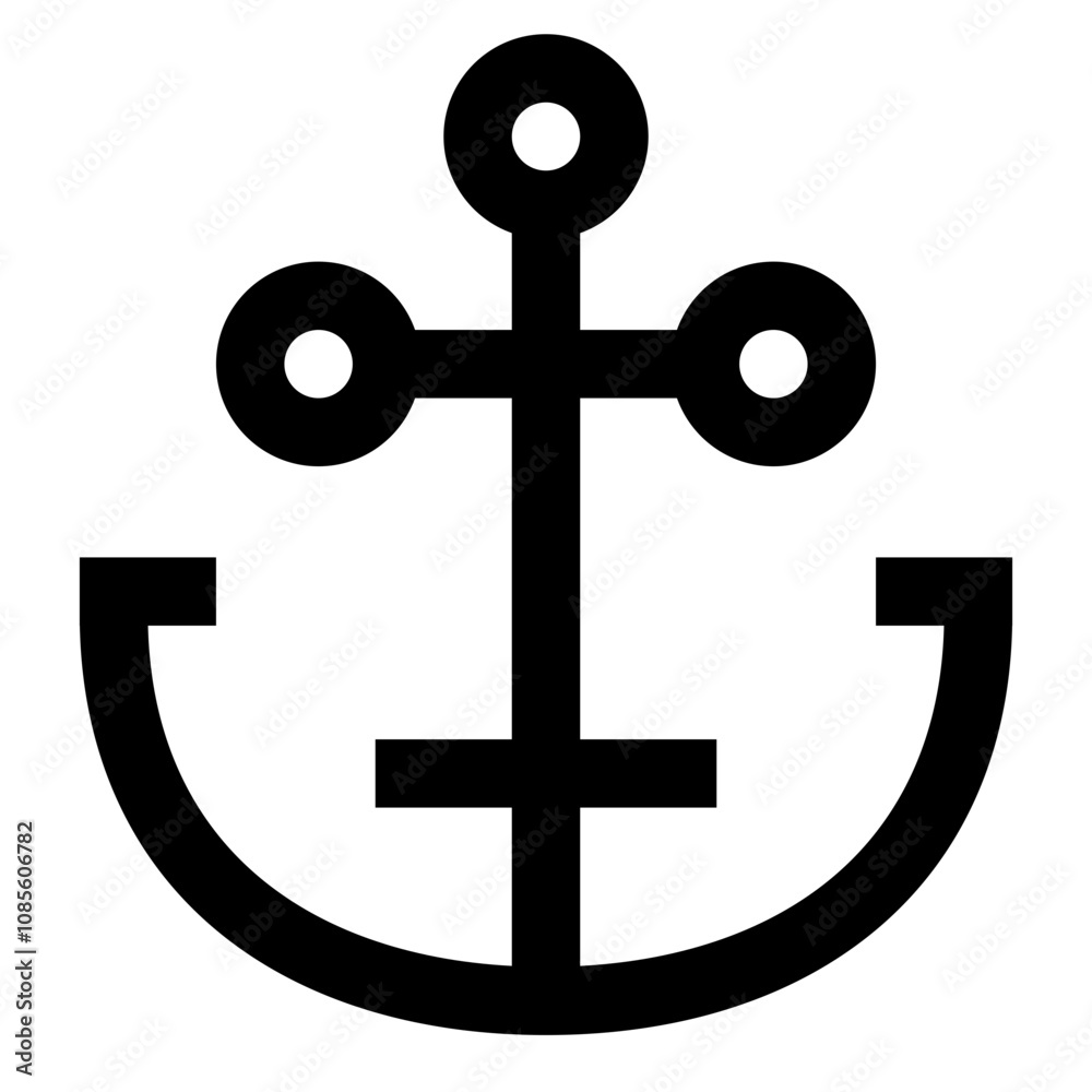 Fototapeta premium Simple Anchor Icon, Nautical Marine Glyph Symbol