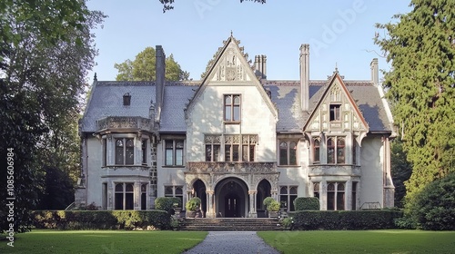 Gothic Revival Mansion Exterior View