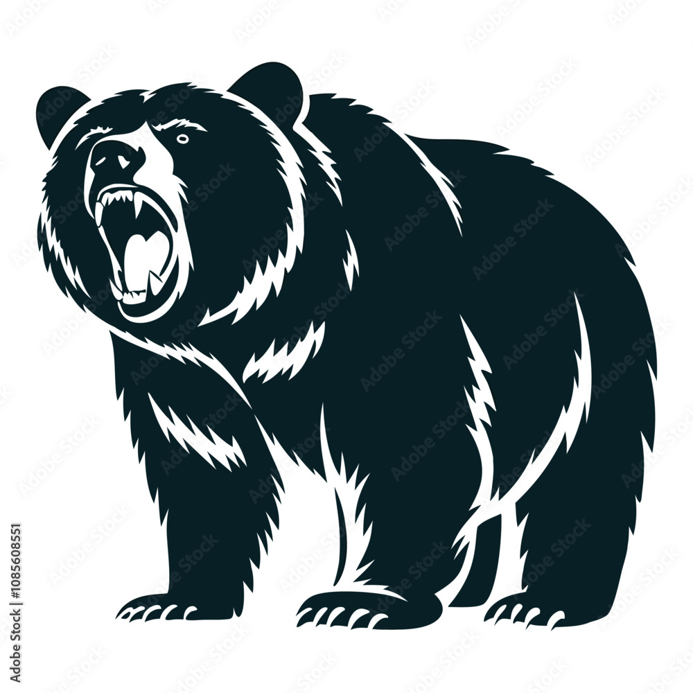 Obraz premium Bear wild animal silhouettes on the white background