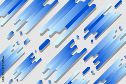 Abstract background of diagonal lines with rounded edges shapes in gradient blue on light grey colors.