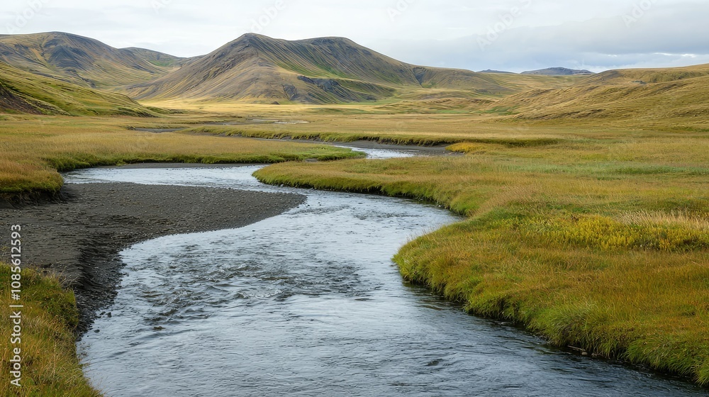 Serene Hills and Meandering River in Distance Serene Hills and Meandering River in Distance
