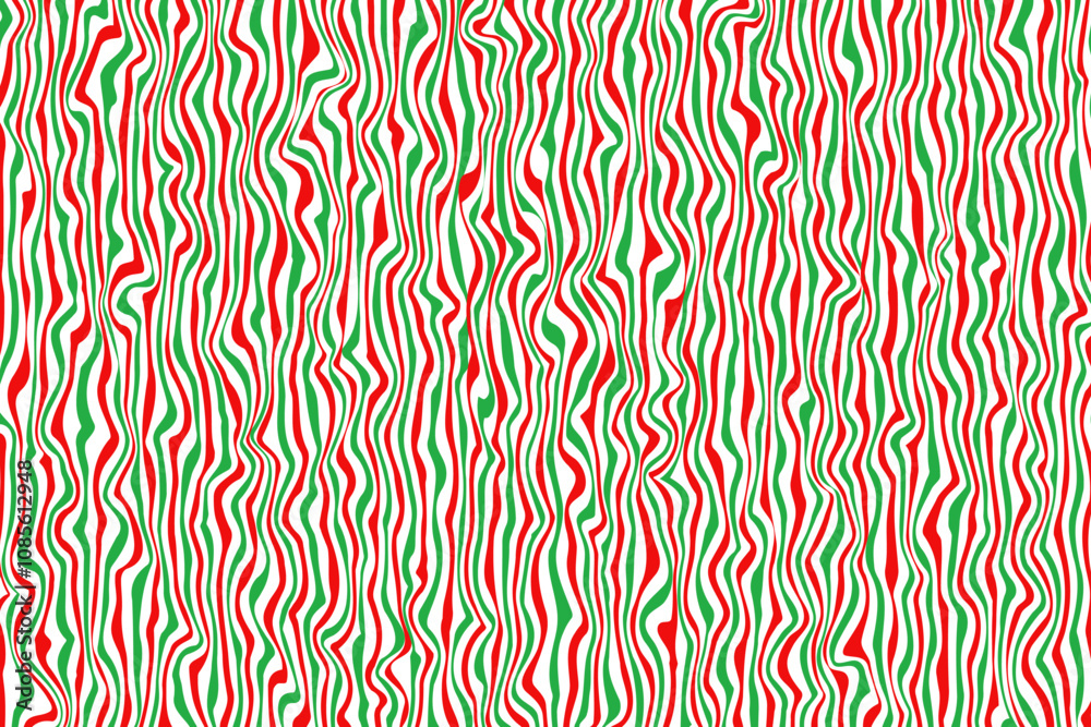 Vertical tree bark or wooden texture pattern in red and green on white on white background. Vector illustration for background and wallpaper.