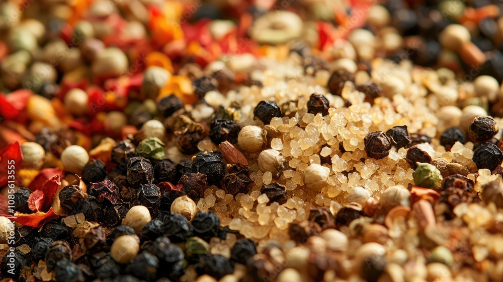 Close-Up of Malt Grains Mixed with Hops and Spices Close-Up of Malt Grains Mixed with Hops and Spices