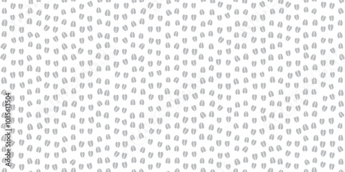 Grey vertical chains of cow footprints on white background as an abstract seamless patern. Bw bg with animal feet steps trace. Goat or deer paw vector ornament