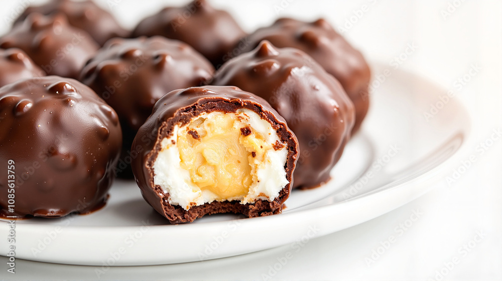 Decadent chocolate truffles with creamy centers - perfect for dessert blogs, confectionery websites, gourmet recipe books, and indulgent food photography projects Decadent chocolate truffles with creamy centers - perfect for dessert blogs, confectionery websites, gourmet recipe books, and indulgent food photography projects