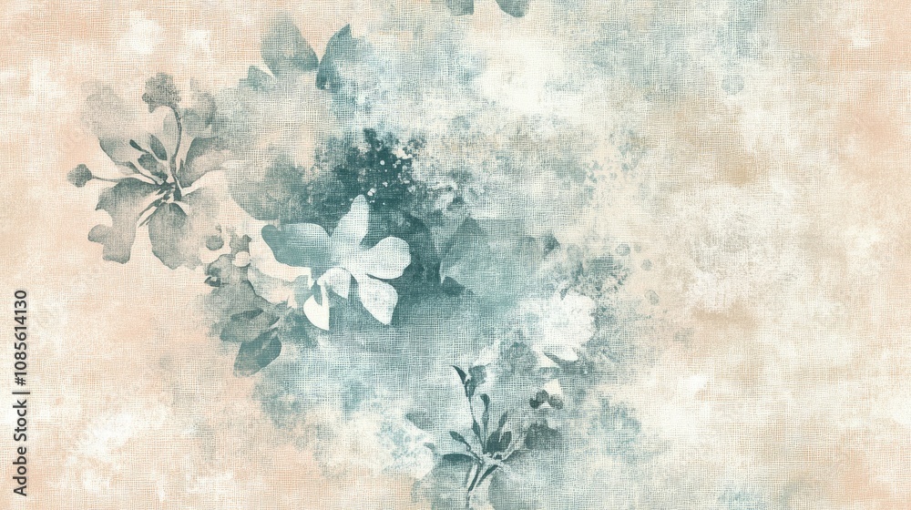 Fototapeta premium Seamless abstract floral pattern featuring luxurious pastel hues and a linen texture overlay ideal for surface design and print