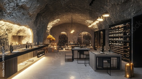 Elegant Underground Wine Tasting Room with Refined Decor