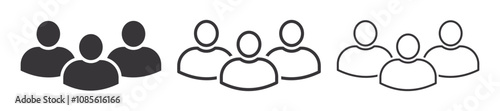 Set of people icons. Team symbol, user profile login, people group, friends, user. Persons. Vector. EPS10.