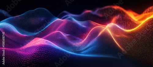 Abstract colorful wave patterns with glowing effects.