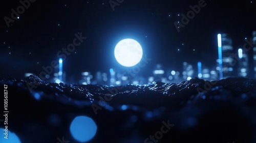 Futuristic cityscape on an alien planet with blank sky for text overlay, space future graphic, galactic skyline