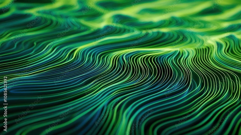 Abstract Green and Blue Wavy Lines Digital Art Abstract Green and Blue Wavy Lines Digital Art