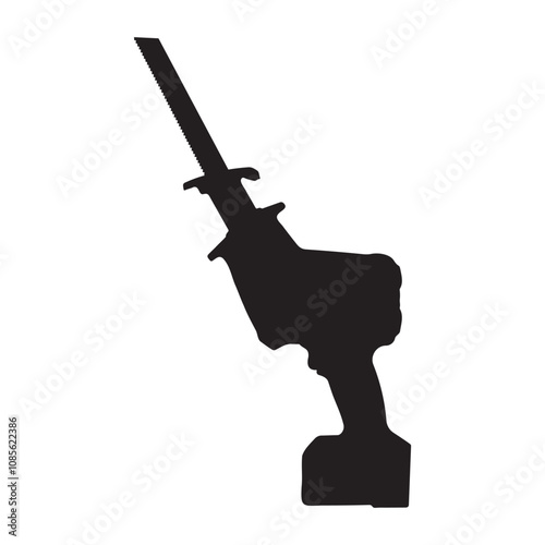 Cordless Reciprocating Saw Silhouette Vector Illustration photo