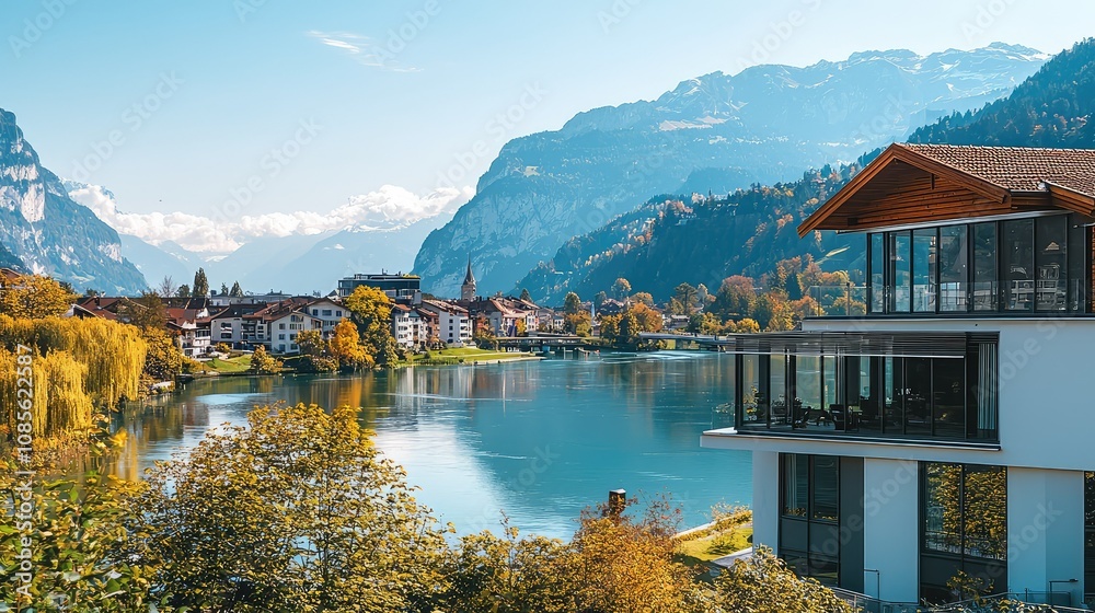 Naklejka premium Serene View of Interlaken's Scenic Area