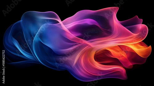 Abstract colorful shapes with neon lights wave background