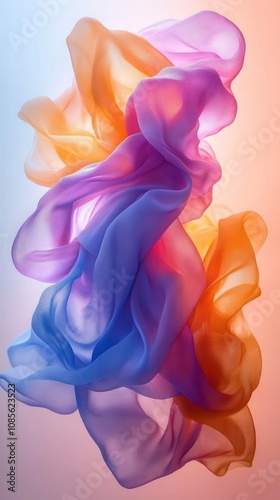 Ethereal flowing fabric in vibrant colors creating a dreamy effect.