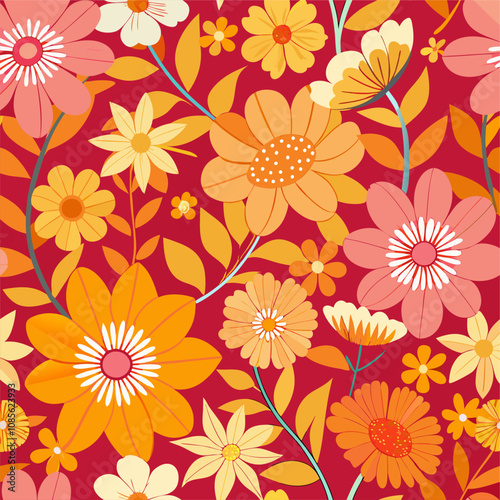Wallpaper Mural Seamless pattern of flowers Torontodigital.ca