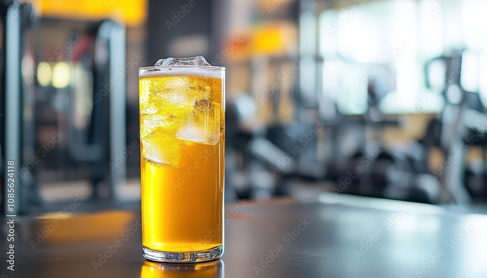 Sugarfree sports drink in gym setting, blank space for text, workout graphic, healthy choice Sugarfree sports drink in gym setting, blank space for text, workout graphic, healthy choice