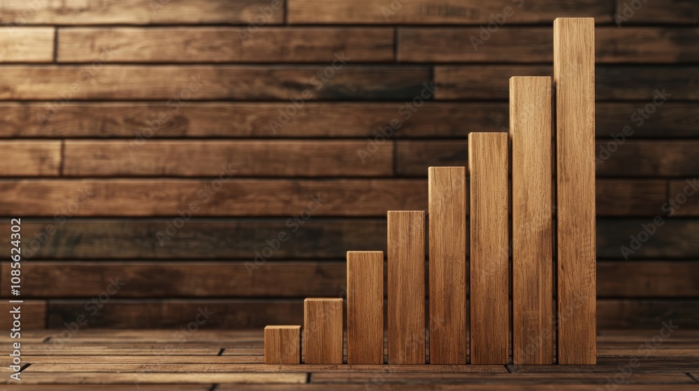 Business SEO Wood Block Concept. A wooden bar graph displaying steady growth against a rustic wooden background, symbolizing progress and success in a natural setting. Business SEO Wood Block Concept. A wooden bar graph displaying steady growth against a rustic wooden background, symbolizing progress and success in a natural setting.